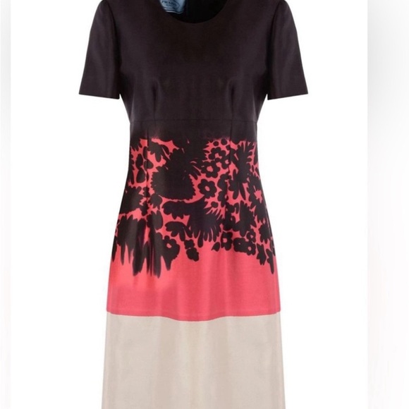 ***SOLD*** Prada Silk Colorblock Floral Dress - Picture 6 of 7